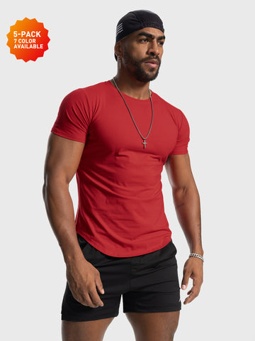 5-Pack Kore Curved Hem T-shirt Muscle Fit Crew Neck