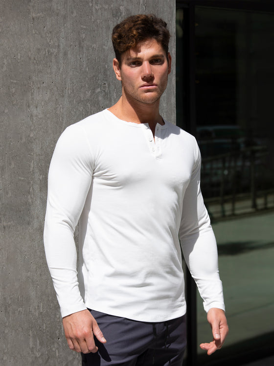 All Day Elite Henley Curve-Hem Long Sleeve