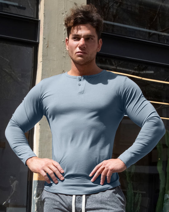 All Day Elite Henley Curve-Hem Stretch Long Sleeve