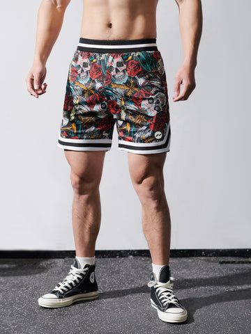 Gym To Street Mesh 6" Short-Skull Print