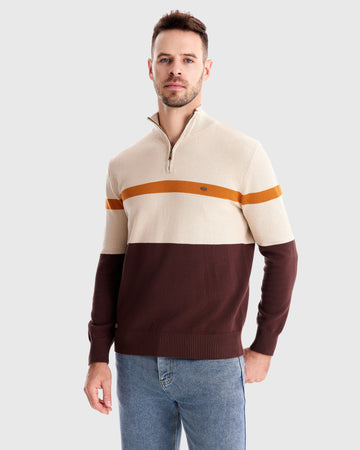 Color-Block Quarter-Zip Sweater