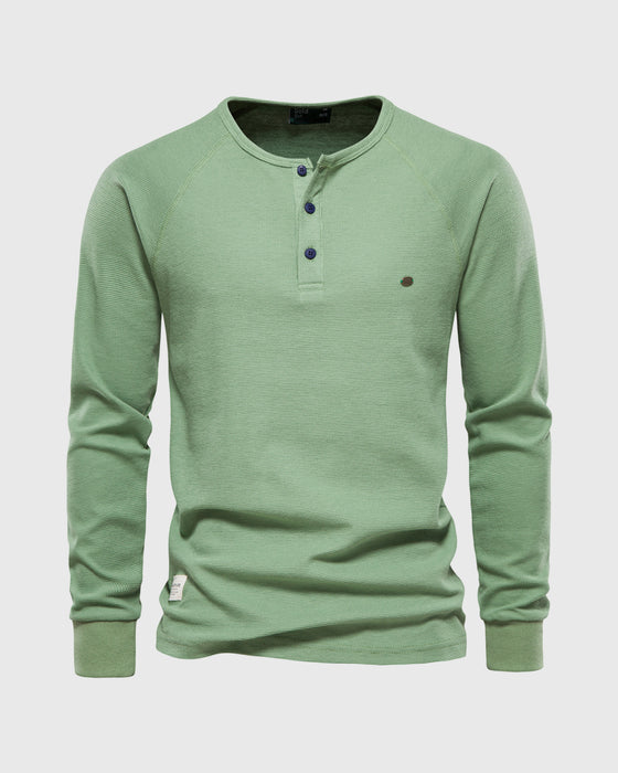 Waffle Henley Long Sleeve T-Shirt