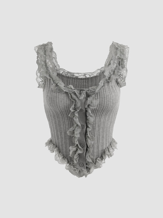 Women's Lace Trimmed Knitted Vest