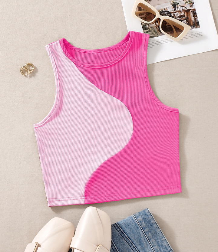 Color Block Ribbed Knit Tank