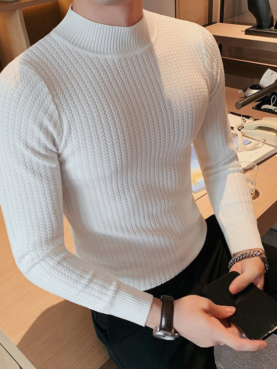 Mock-Neck Texture Baselayer Sweater